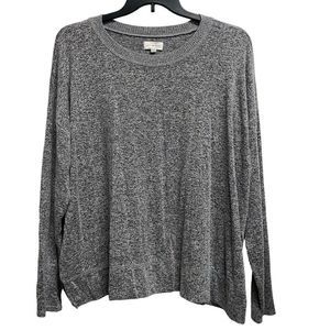 Lucky Brand Women's XXL Cozy Crewneck Sweater Gray Dolman Sleeves Soft Spun Knit